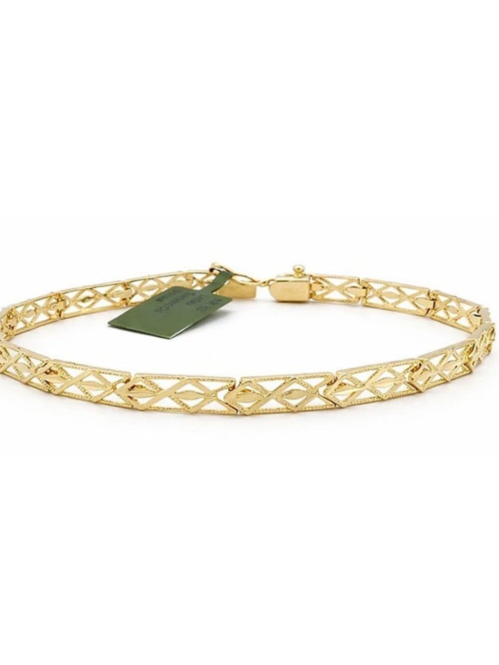Diamond Cut Style SOLID Bracelet SOLID 10k Yellow Gold - Picture 4 of 6